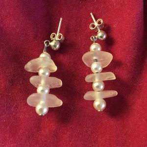 Clear/White Beach Glass Earrings